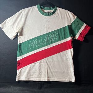 Palace Skateboards Diagonal Stripe Logo Short Sleeve Tee White Green Red Men's